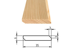 Plochá lišta smrk / borovice, 6x35 mm