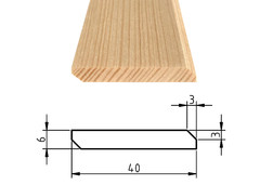 Plochá lišta smrk / borovice, 6x40 mm