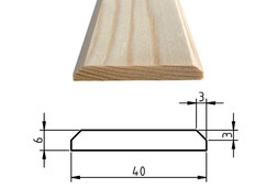 Plochá lišta smrk / borovice, 6x40 mm