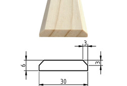 Plochá lišta smrk / borovice, 6x30 mm