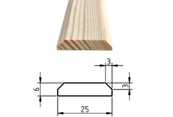 Plochá lišta smrk / borovice, 6x25 mm